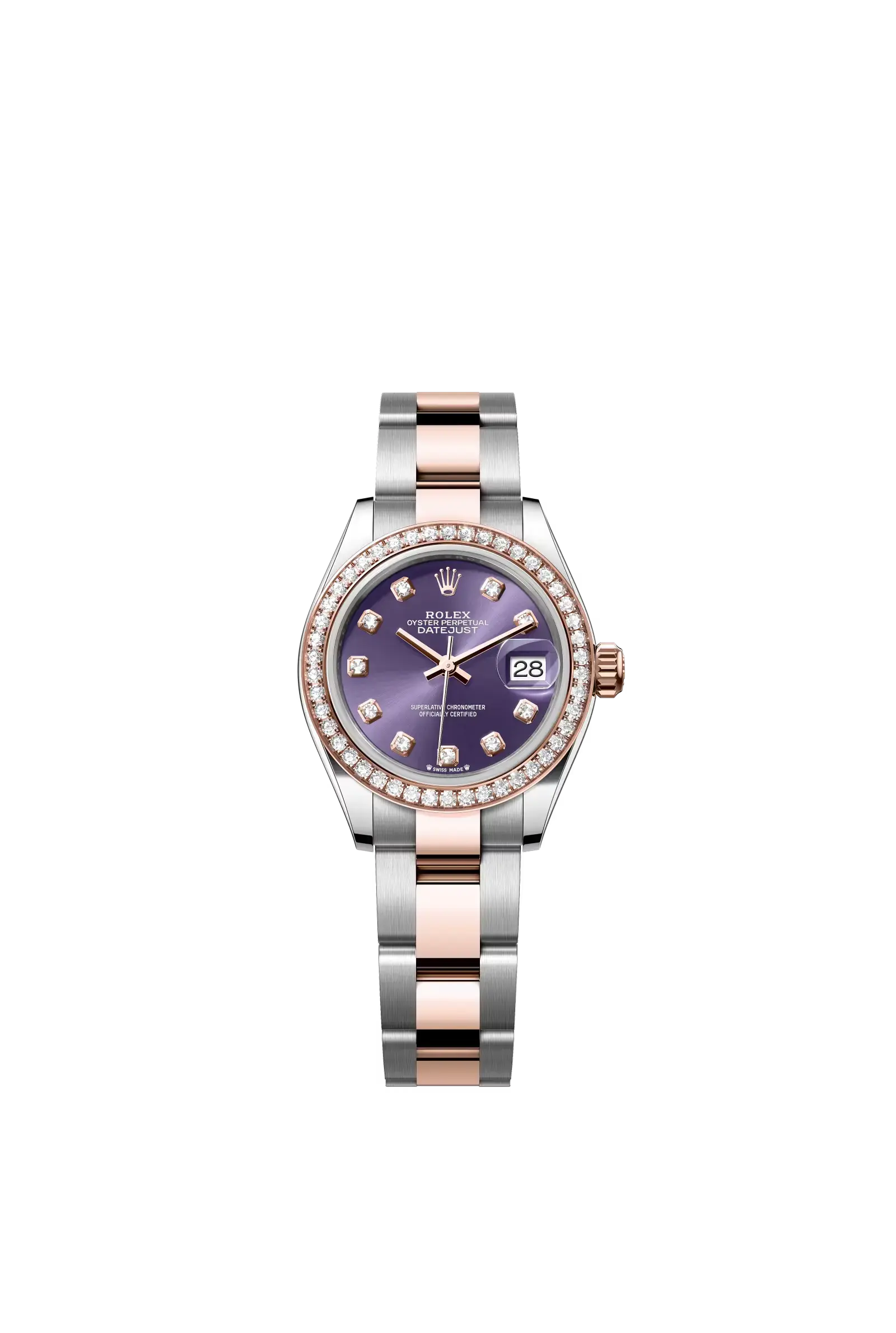 Lady-Datejust  Oyster, 28 mm, Oystersteel, Everose gold and diamonds  Reference 279381RBR