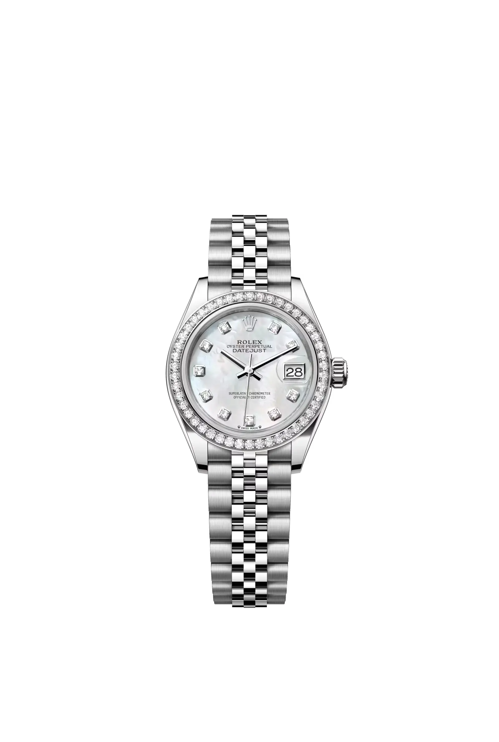 Lady-Datejust  Oyster, 28 mm, Oystersteel, white gold and diamonds  Reference 279384RBR