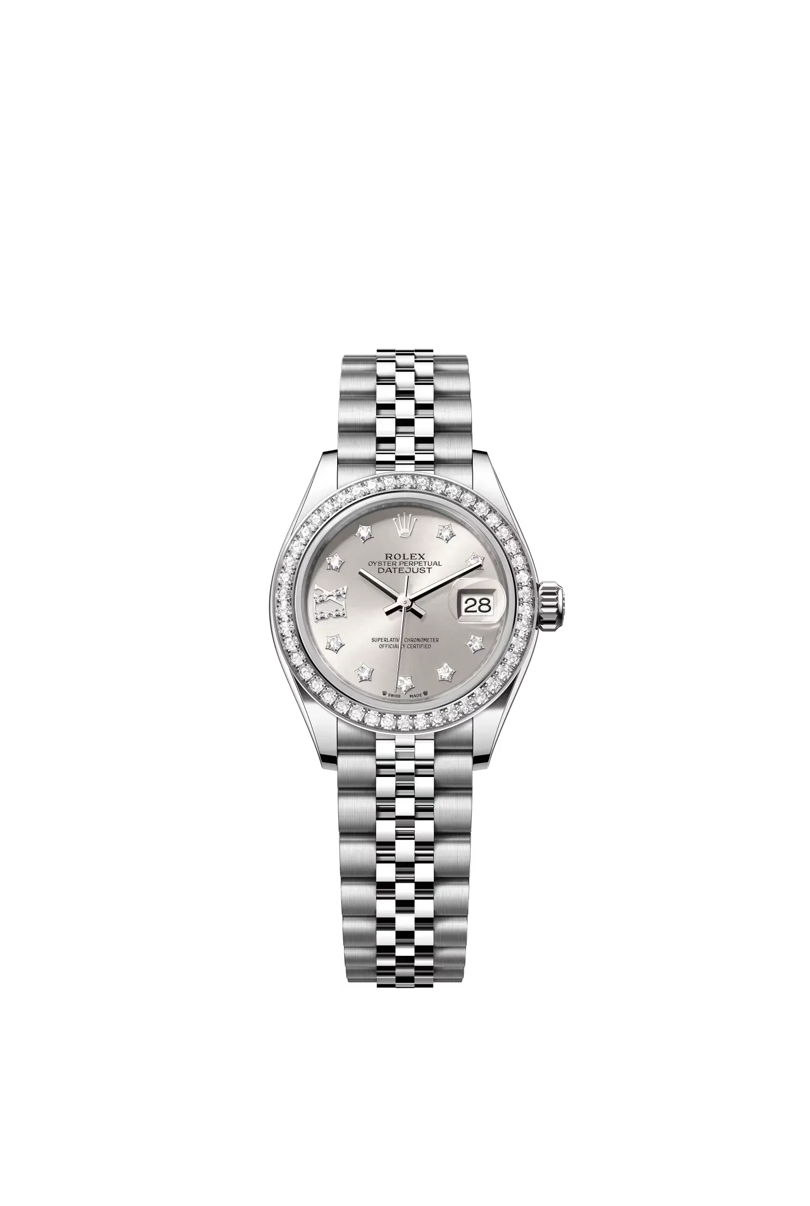 Lady-Datejust  Oyster, 28 mm, Oystersteel, white gold and diamonds  Reference 279384RBR