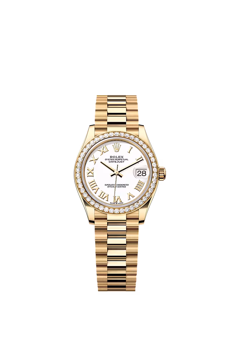 Datejust 31  Oyster, 31 mm, yellow gold and diamonds  Reference 278288RBR (White) — main photo