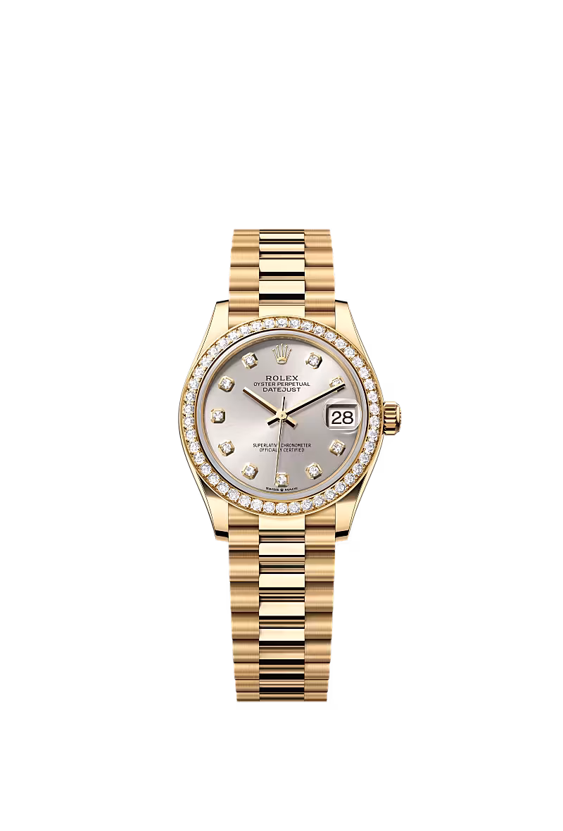 Datejust 31  Oyster, 31 mm, yellow gold and diamonds  Reference 278288RBR (Silver) — main photo